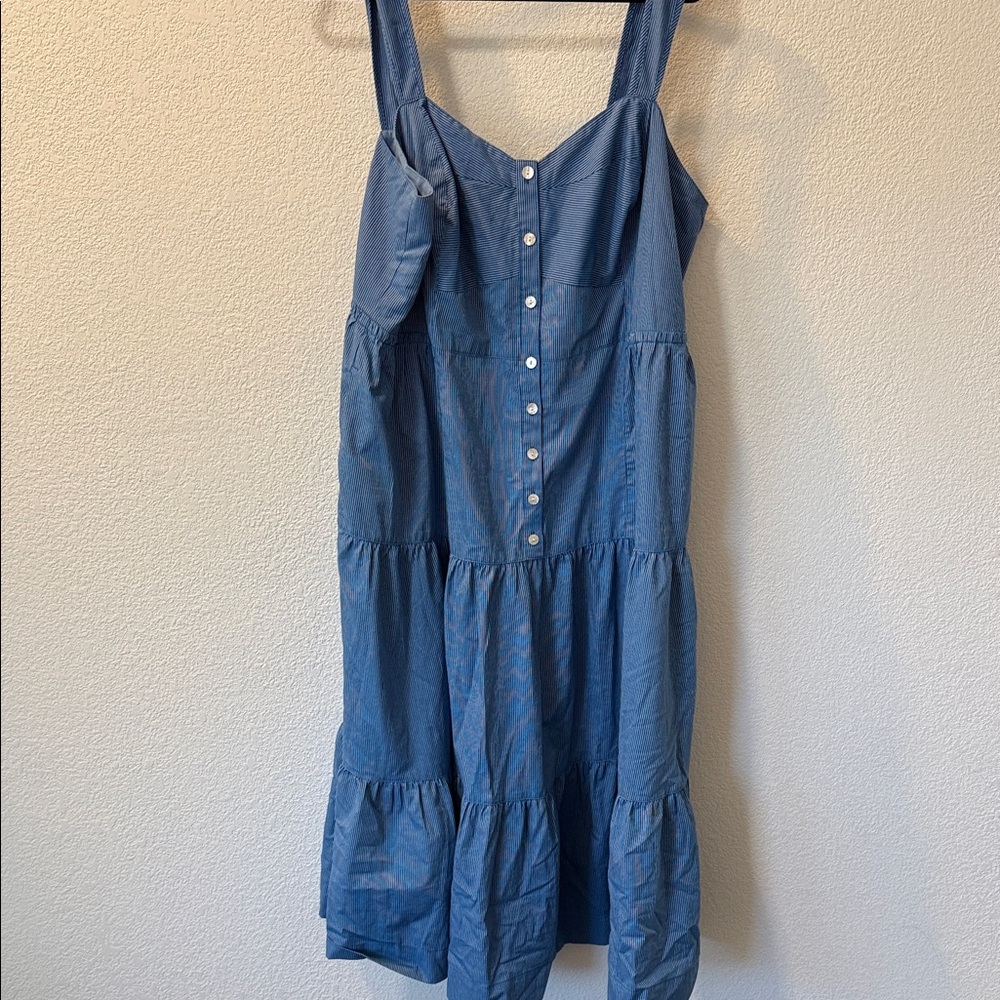 Madewell Blue Tiered Midi Dress